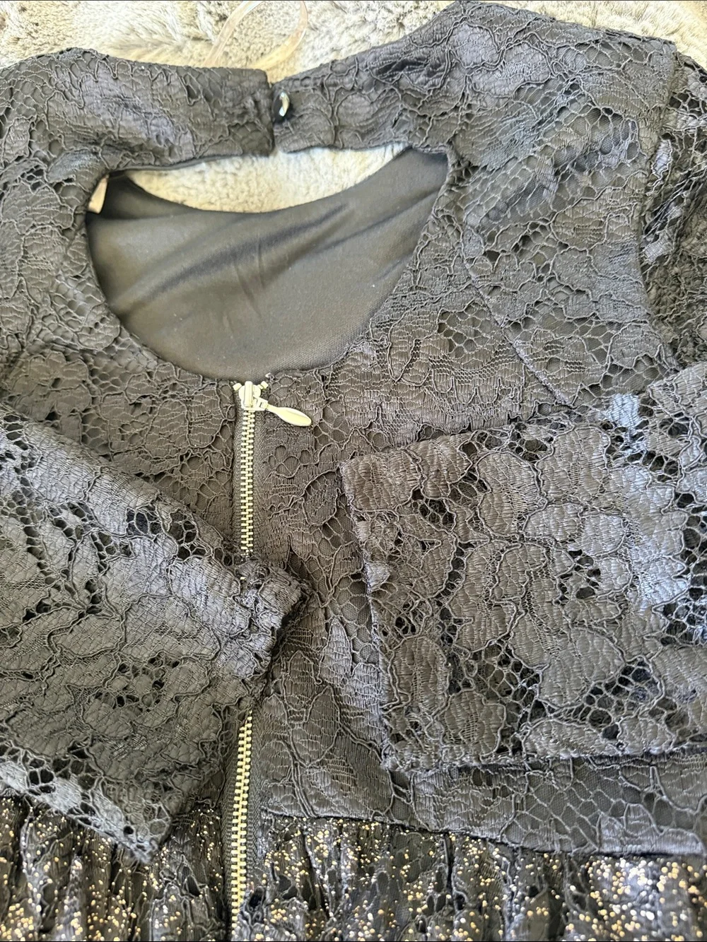 Blush By Angels Black Lace Top Metallic Gold Ombre Tulle Formal Dress like new